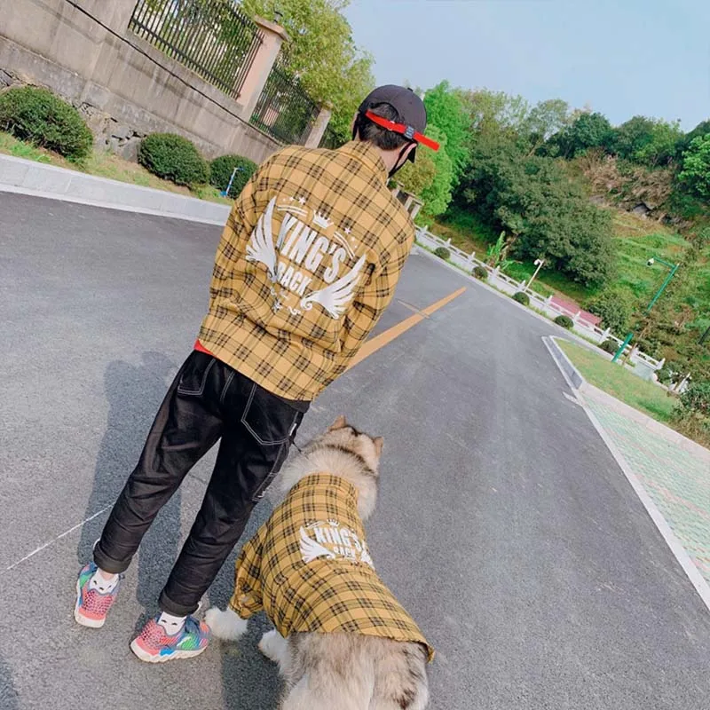 Клетчатая Одежда для собак подходящая питомцев костюм средних и больших модный