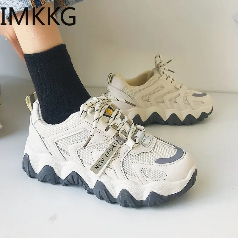 Новый Женские кроссовки модные черные папа Basket femme Спортивная обувь для женщин в