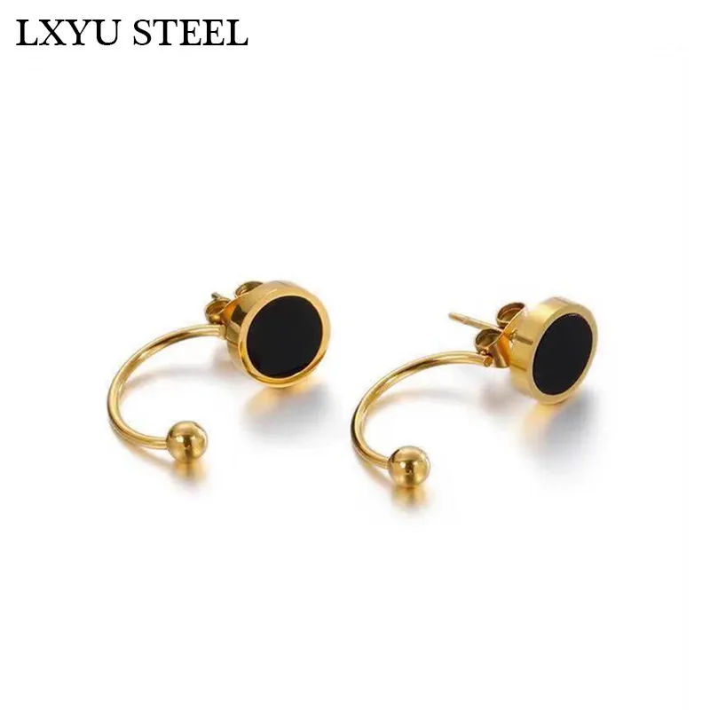 Модные черные серьги из нержавеющей стали для женщин