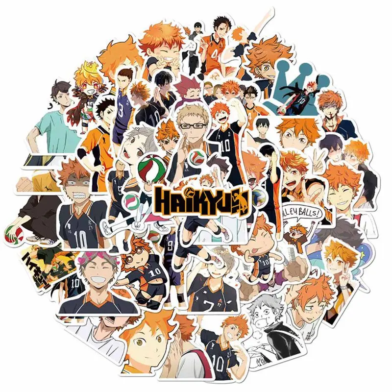 

52pcs Manga Haikyuu!! Stickers Hinata Shoyo PVC Stickers Japan Anime Collection Stickers for Laptop Luggage Scrapbooking Diary