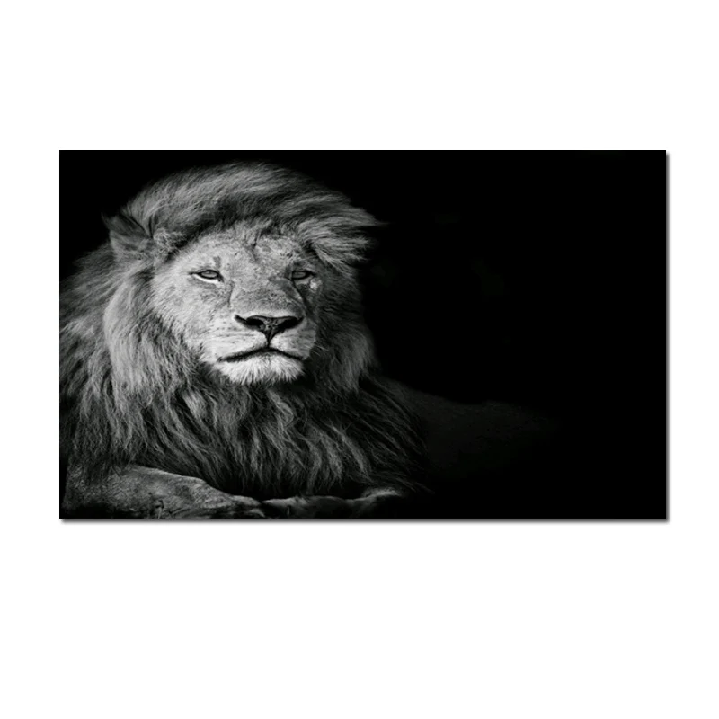 black and white lion Большой размер, черный и белый лев, живопись, печать на холсте, плакат, настенные картины для гостиной, Современное украшение, картины с животными - Цвет: black and white lion