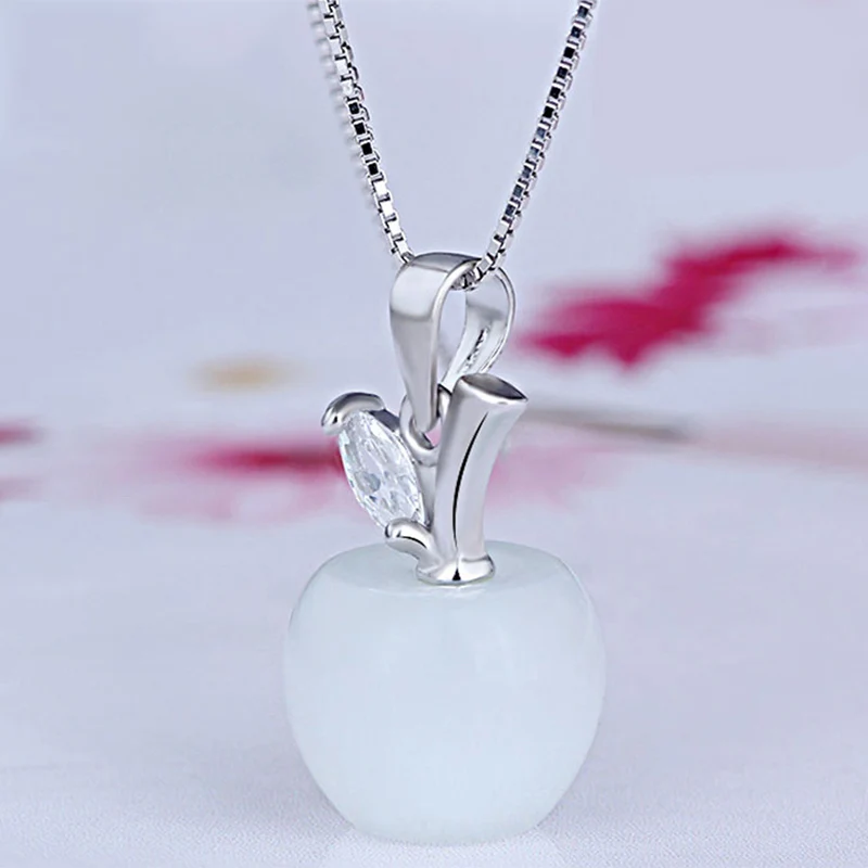 Женское ожерелье с подвеской в виде яблока белым опалом|Ожерелья подвеской| |