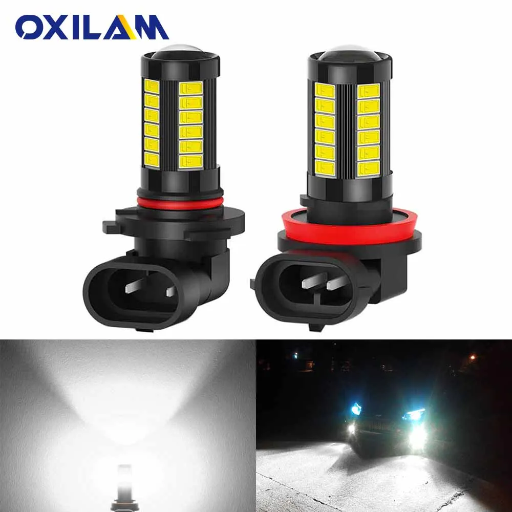 

OXILAM 2 шт. 9006 HB4 9005 HB3 Противотуманные фары лампы H8 H11 Светодиодный лампы H9 H16JP Автомобильные дневные ходовые огни DRL 2000LM 6000K белый
