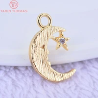 1856pcs 13x9mm 24k gold color brass with zircon moon star pendants charms high quality diy jewelry findings accessories