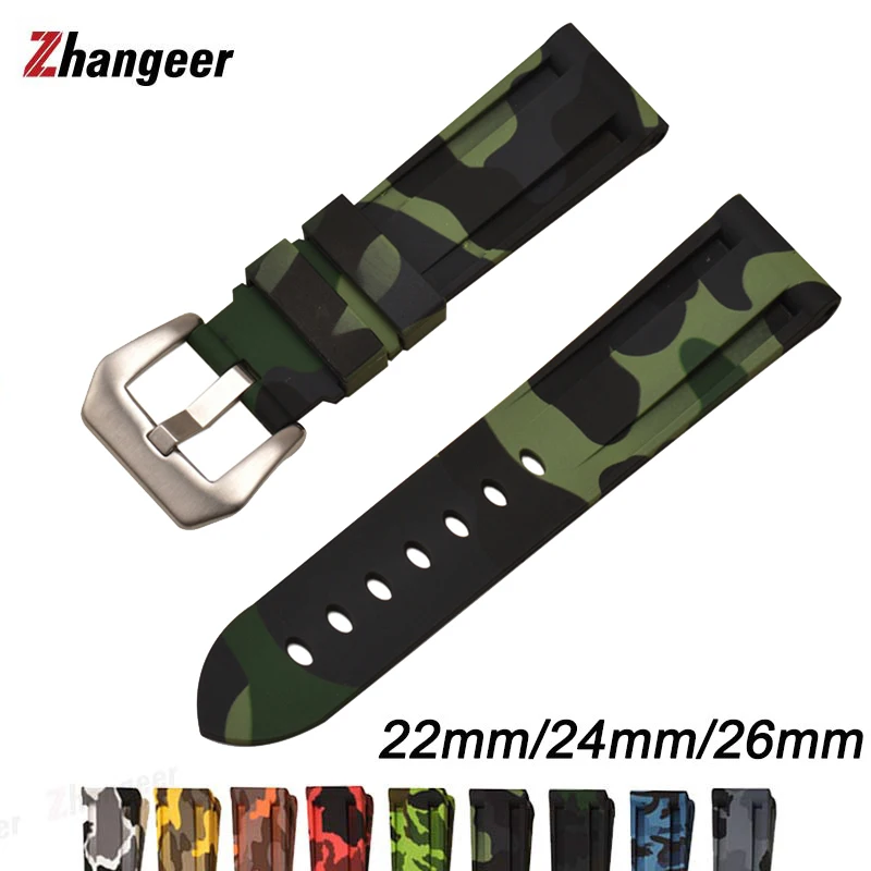 

Silicone Watchband For Panerai Watch Strap 22mm 24mm 26mm Camouflage Rubber Wristband Sport Waterproof Wrist Belt Bracelet Band