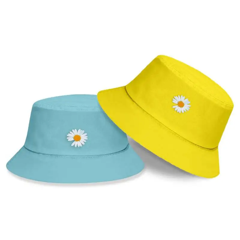 

Шляпа рыбака с маленькими маргаритками для мужчин и женщин, летняя уличная шапка для раковины с затенением, модная простая хлопковая шляпа ...