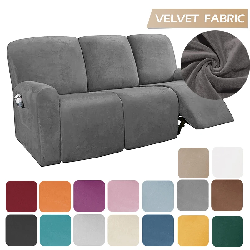 

Velvet Recliner Chair Covers Armchair Lazy Boy Reclining Chair Covers Anti-Slip Easy-going Home Recliner Sofa Cover 1/2/3 Seat