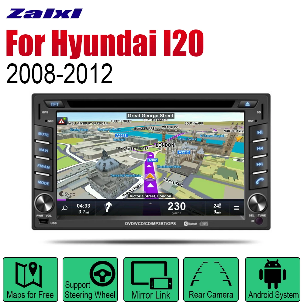 Автомобильный радиоприемник ZaiXi Android стерео DVD GPS навигация для Hyundai I20 2008 ~ 2012 Bt Wi Fi