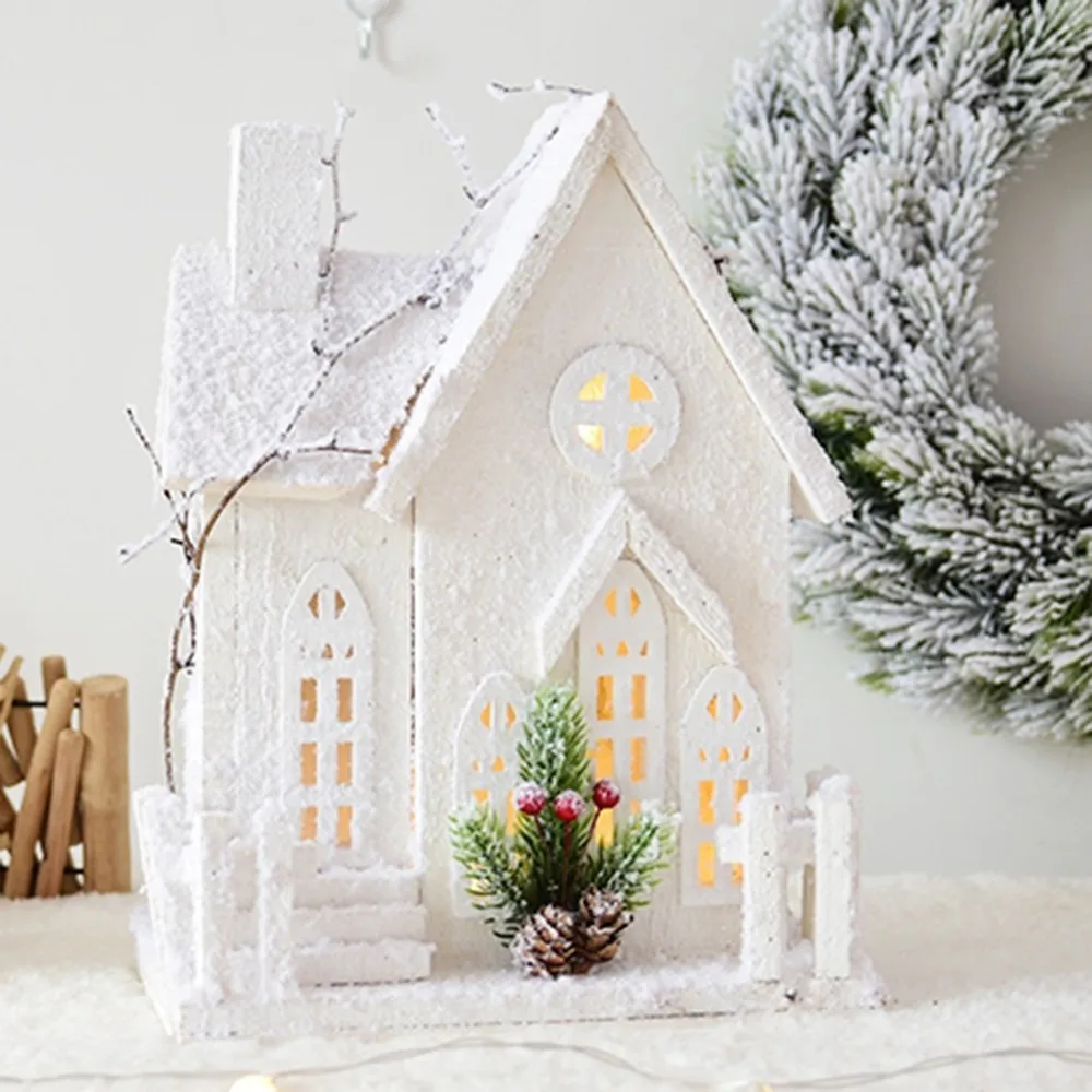 Креативный Рождественский Снежный домик настольные украшения деревянные