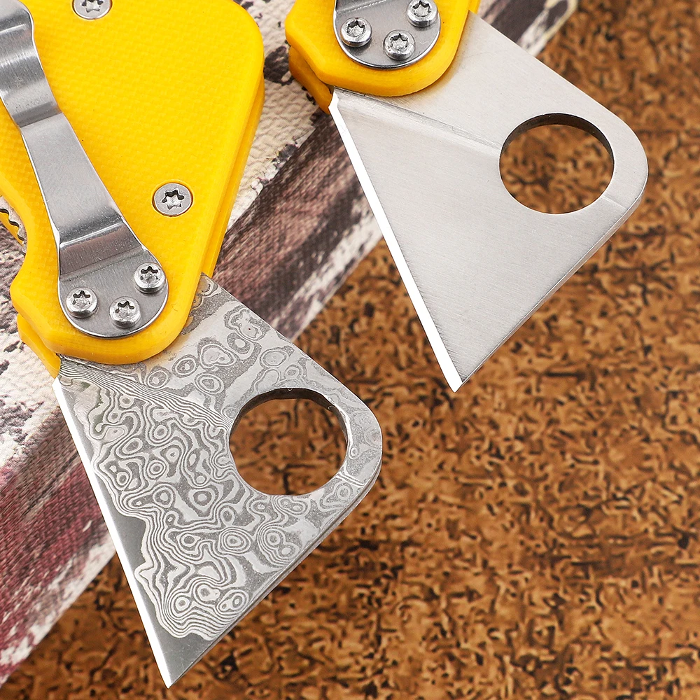 Дамасский креативный мини складной нож для ключей Сталь G10 Ручка EDC портативный