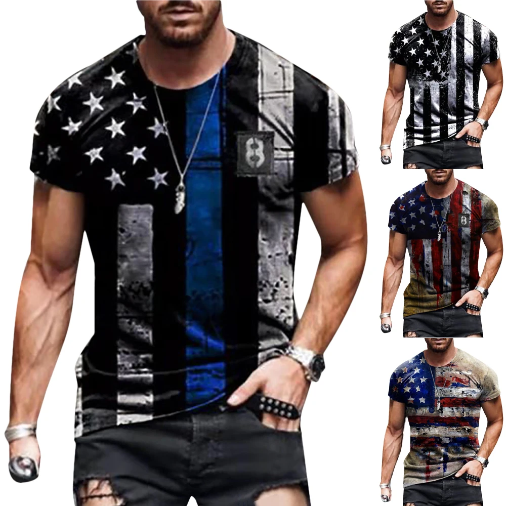 

T-shirt Men O-neck Male Tshirt Flag Camiseta Hombre Short Sleeve Summer Mens Clothing Harajuku Shirt for Men