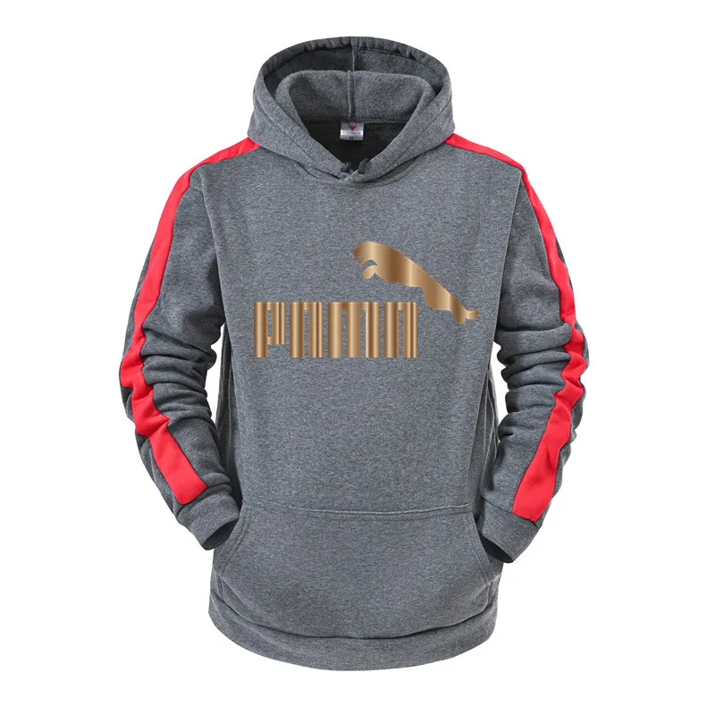 

International famous sports brand classic gradient logo printing men's Hoodie pullover, casual loose splicing sportswear