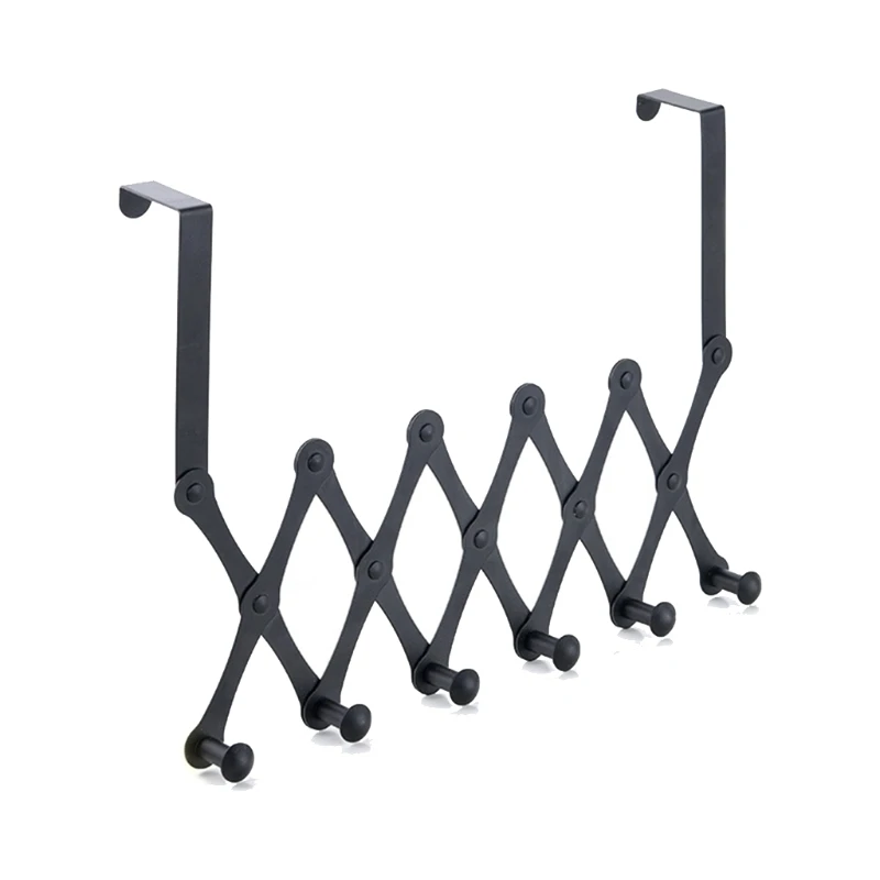 

Door Rear Hanging Retractable Hook Metal Finish Coat Rack Clothes Pegs Simple