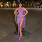 Фиолетовое вечернее платье с накидкой, сексуальное платье знаменитости с разрезом и красной ковровой дорожкой, вечерние наряды на выпускной, индивидуальный пошив, свадебное платье