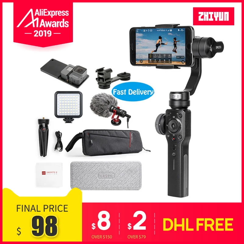 ZHIYUN Smooth 4 Смартфон ручной 3 оси gimbal стабилизатор селфи стедикам для телефона Экшн камеры Sumsung Gopro4 SJCAM