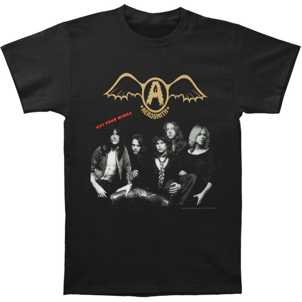 Мужские футболки в стиле милитари с круглым вырезом Aerosmith Men'S Get Your Wings короткими