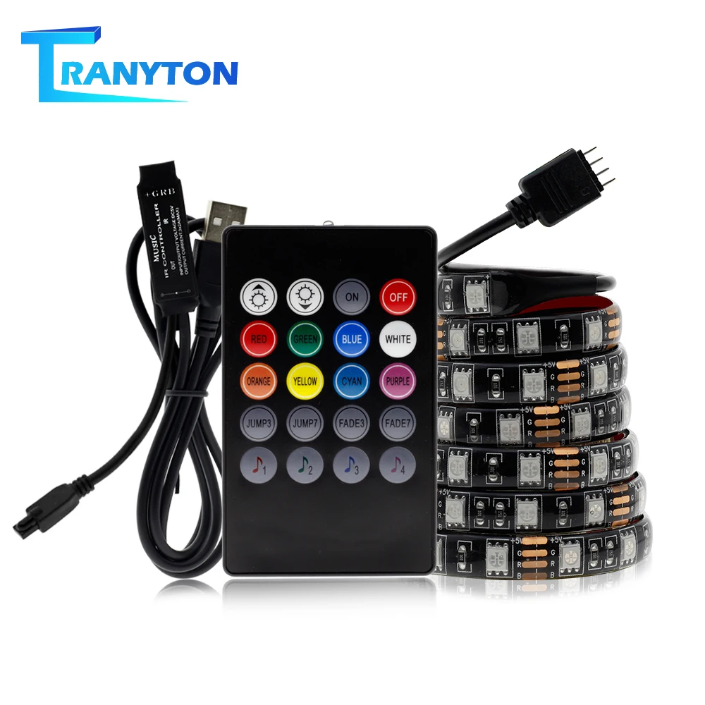 USB Светодиодная лента 5 в SMD 5050 RGB гибкий светодиодный светильник лента с радиочастотным пультом дистанционного управления музыкой для ПК экран ТВ фоновый светильник ing 1 м 2 м