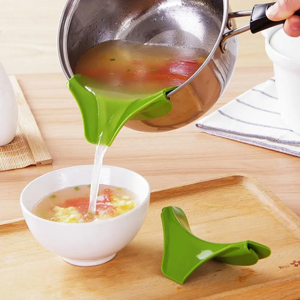 

Kitchen Silicone Funnel Tools Anti-spill Drain Pans Round Rim Deflector Liquid Funnel Soup Diversion Cooking Tools