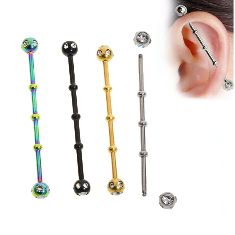 Летняя медицинская штанга для сережек, 1 шт. 1,6*38 мм, в стиле Slub, Промышленная Штанга для сережек, Пирсинга Ушей, ювелирные изделия, 14 калибров