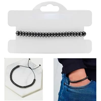 fashion simple geometric bracelet heart flat bead black gallstone hand woven adjustable bracelet handsome mens jewelry