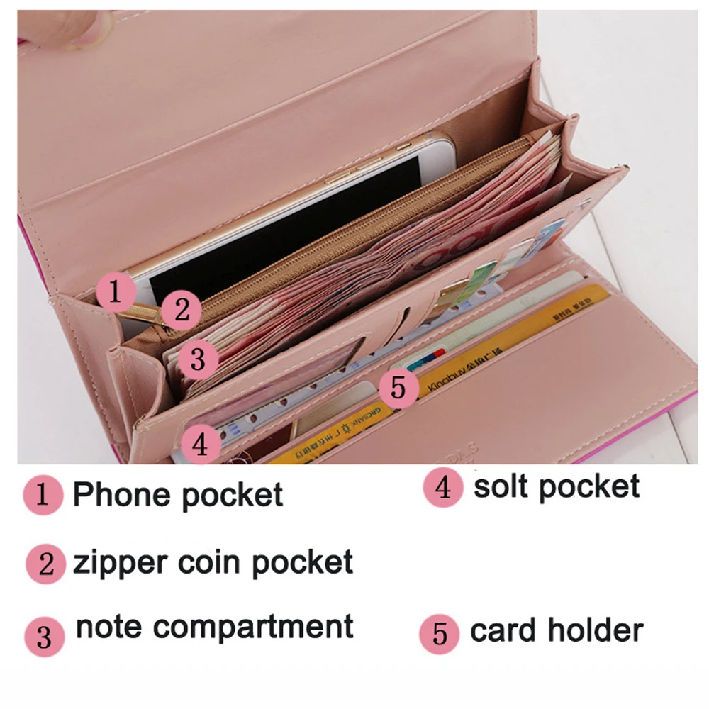 Женские бумажники и кошельки Длинный кошелек в клетку из искусственной кожи