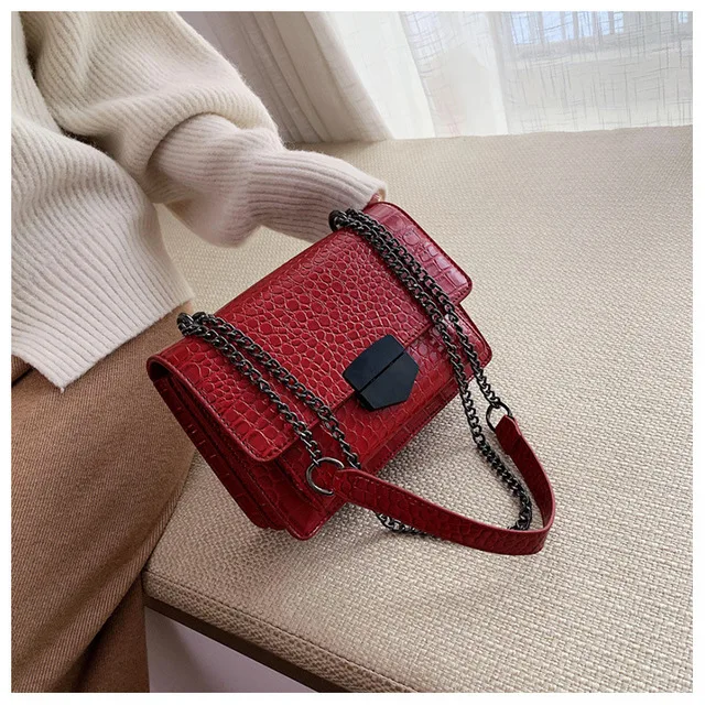 YOJESSY Retro small bag women spring and summer new wave wild crocodile pattern fashion chain messenger | Багаж и сумки