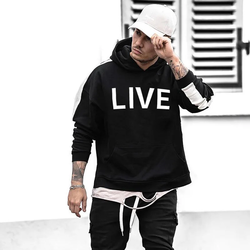 2019 мужские фитнес-толстовки свободный стиль толстовка мужская спортивная одежда