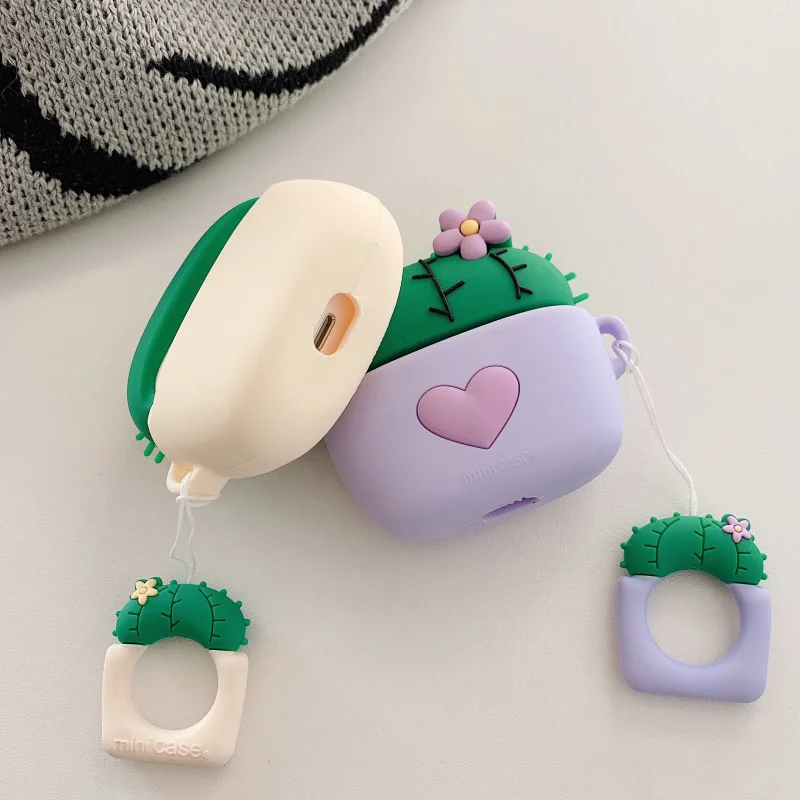 3D силиконовый чехол для Airpods Pro Cute Love heart cactus Bluetooth наушников Airpod Чехол AirPods 1 2 3 Funda |