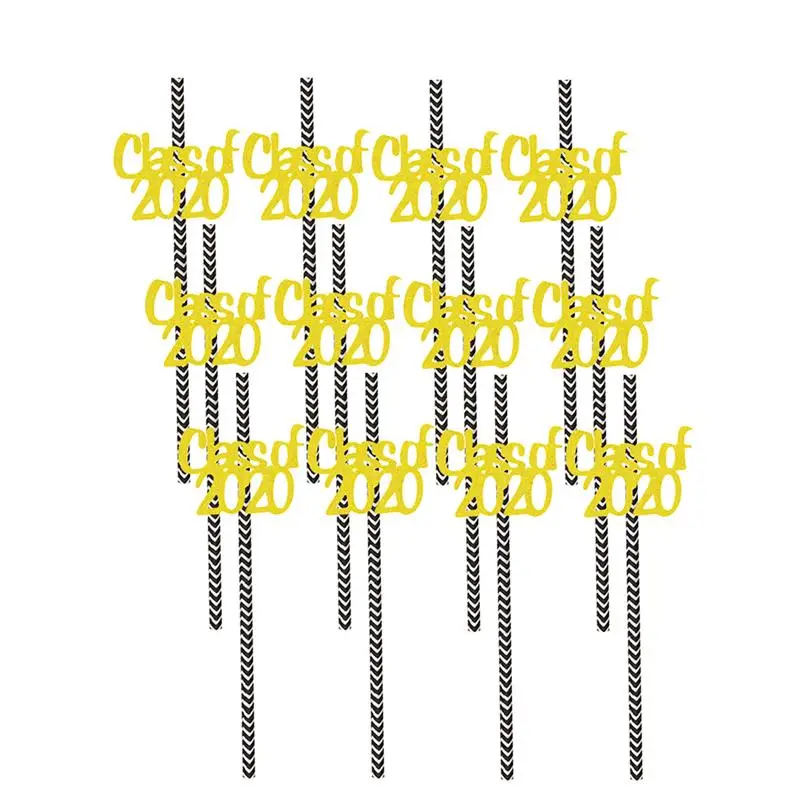 12 шт. соломинки линии Творческий Выпускной бумаги БЕЗОПАСНЫЙ КЛАСС 2020 орнамент