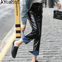 ayunsue genuine leather pants women korean style woman pants sheepskin high waist trousers spring autumn 2020 ropa mujer pph2700