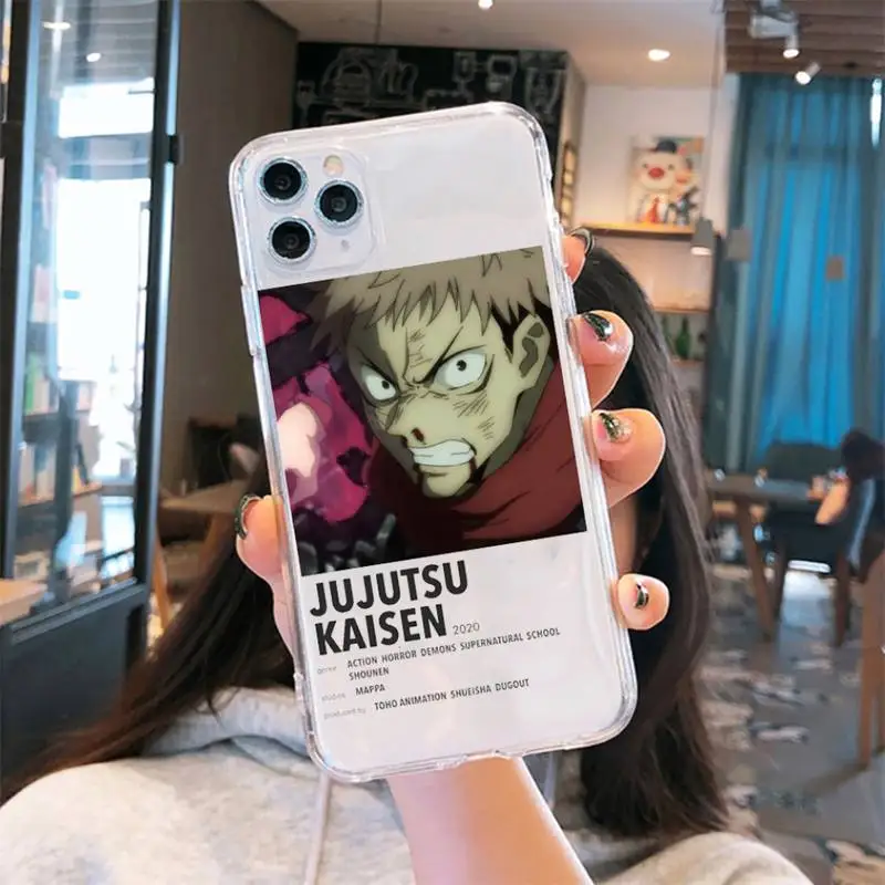 

Jujutsu Kaisen Satoru Gojo Phone Case Transparent for iPhone 6 7 8 11 12 s mini pro X XS XR MAX Plus cover funda shell