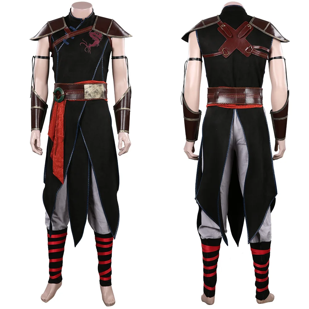 

2021 Mortal Косплэй Mortal Kombat повязки Кунг Лао жилет штаны форма костюм на Хэллоуин карнавальный костюмы