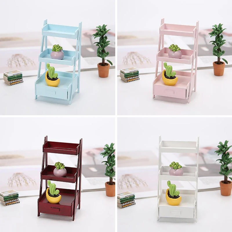 

Hot Sale！1/12 Dollhouse Miniature Mini Wooden Flower Stand Doll Accessories Toy Model Kitchen Garden Storage Rack Kids Gift