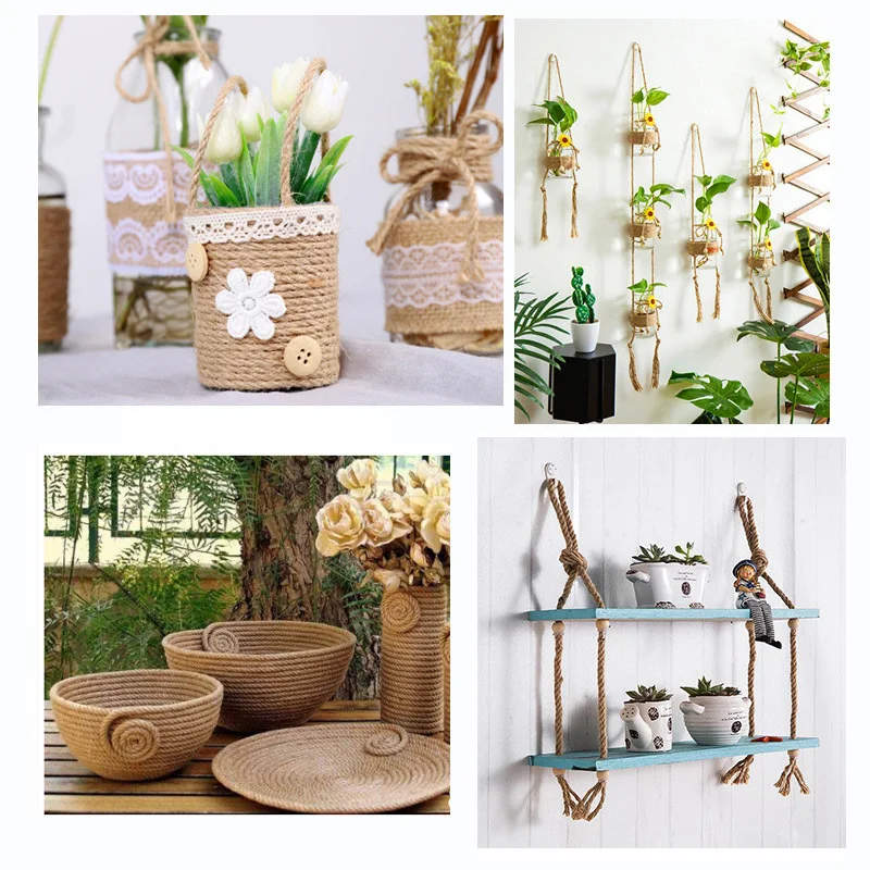 

10M Natural Jute Rope Twisted Cord DIY Craft Handmade Home Decoration Cat Climbing Frame 4mm-10mm