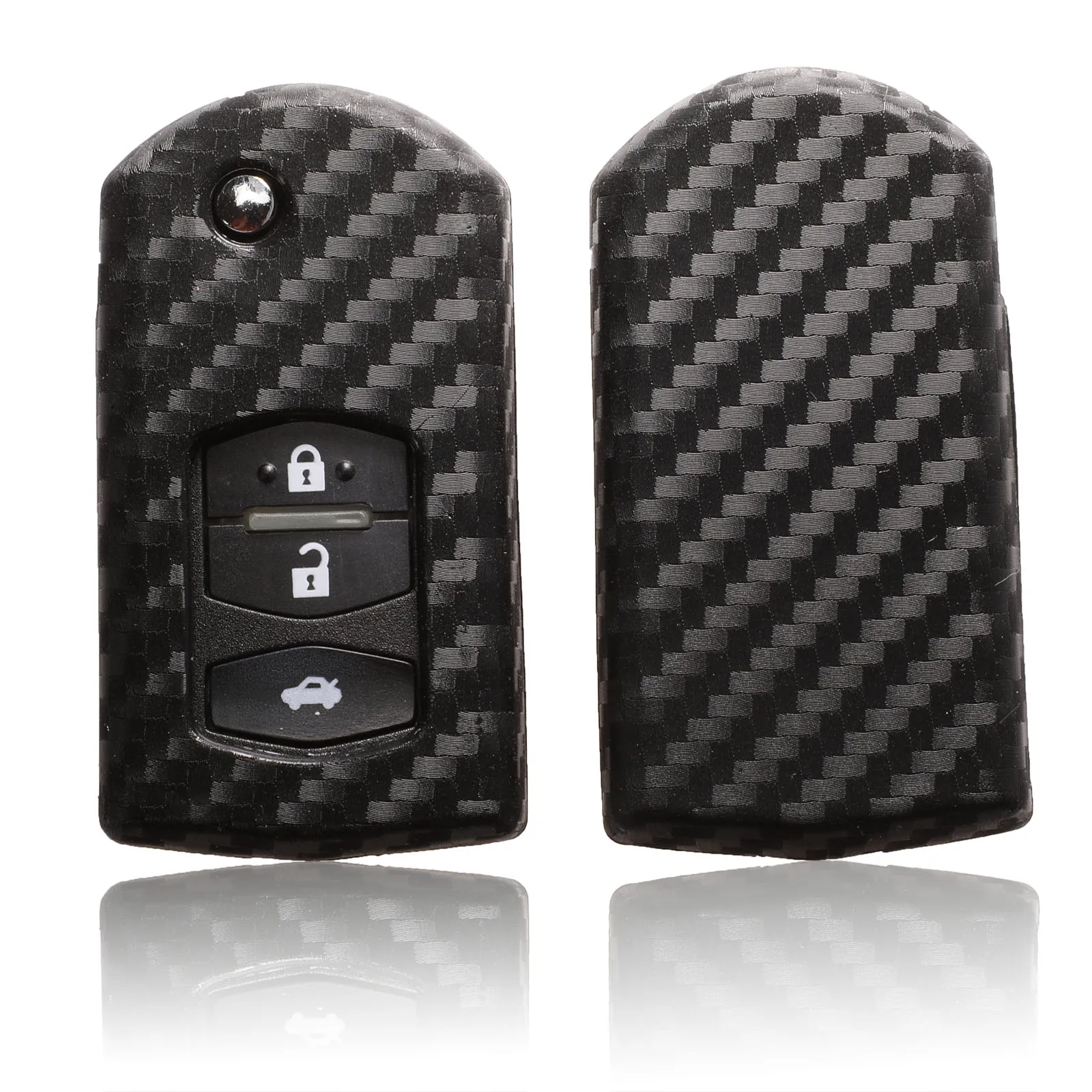 

Bilchave 2/3 Buttons Carbon Fiber Silicone Remote Car Key Case Cover Fob For Mazda CX-5 CX5 CX7 3 2 6 Atenza CX-9/CX9 MX5