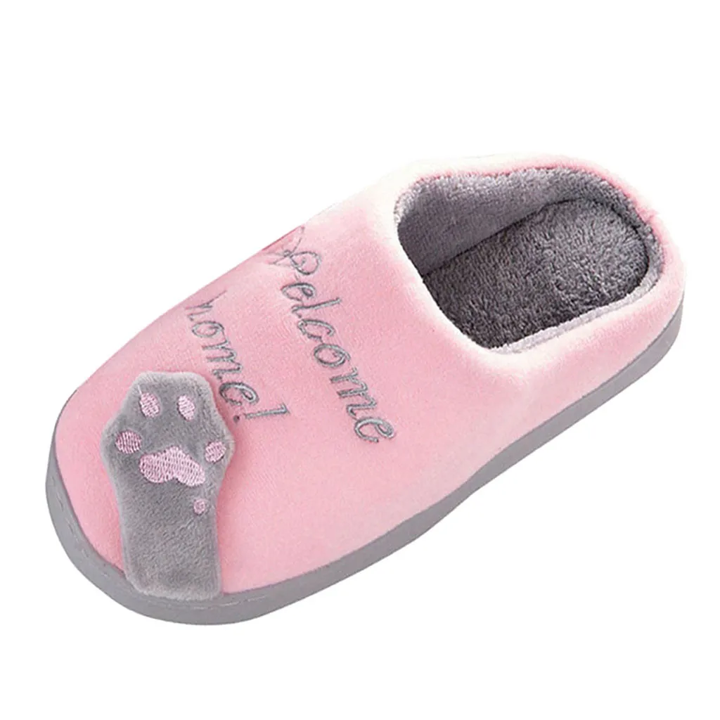 Детские зимние домашние тапочки обувь с рисунком кота Нескользящие мягкие