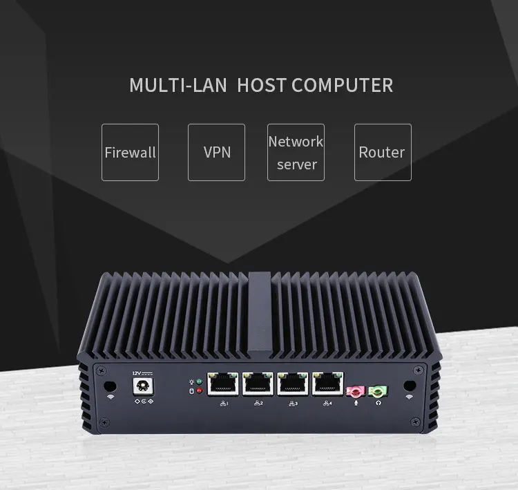 Qotom Мини ПК Barebone 4 lan intel Celeron 3215U Core i3 i5 Pfsense брандмауэр микро безвентиляторный мини ПК Linux Ubuntu серверный компьютер