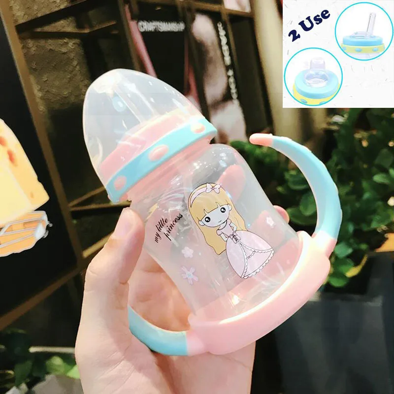D8801 Pink Детская Бутылочка с антиколиковым воздухом и широким горлышком, естественная бутылочка для кормления новорожденных 3-36 месяцев, без бисфенола, 250 мл - Цвет: D8801 Pink