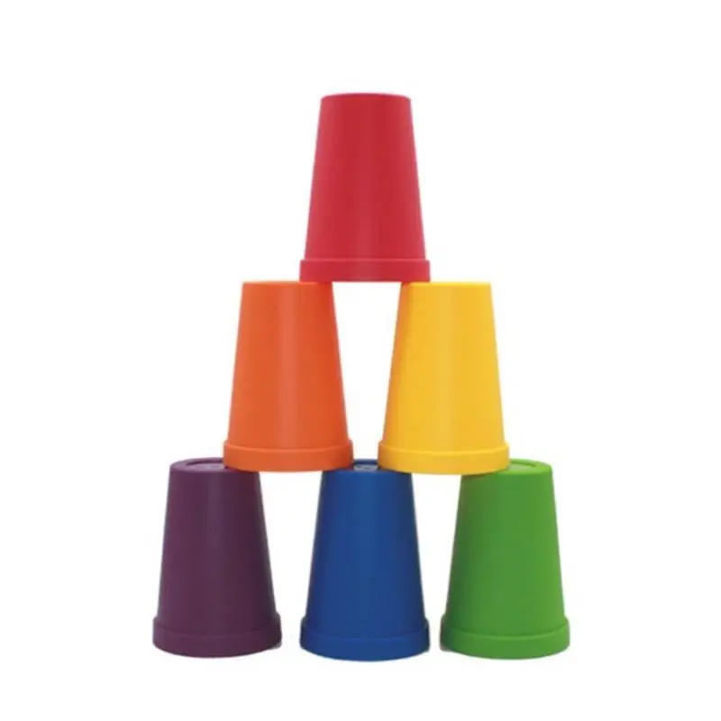 

6Pcs Red Orange Yellow Blue Green Purple Stacking Cup For Counting Bears 6 Colors