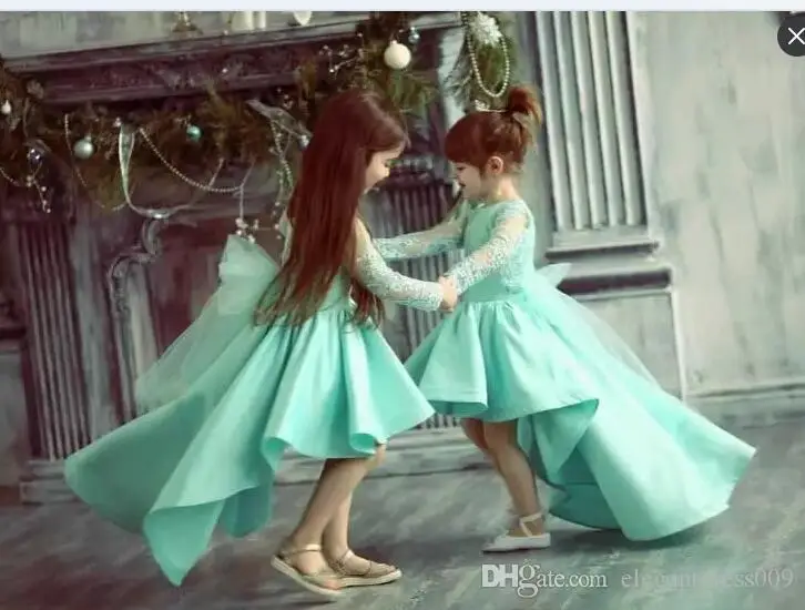 Недорогие красивые пышные платья мятно-зеленого цвета для девочек с длинными