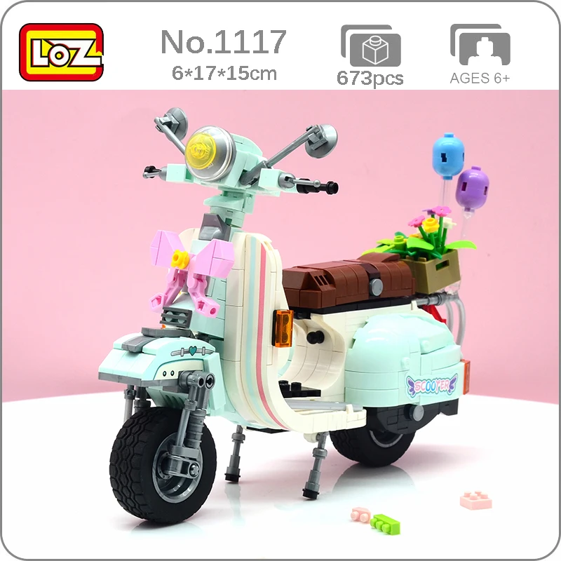 LOZ 1117 модель автомобиля мотоцикл автомобиль воздушный шар цветок лук 3D DIY Мини