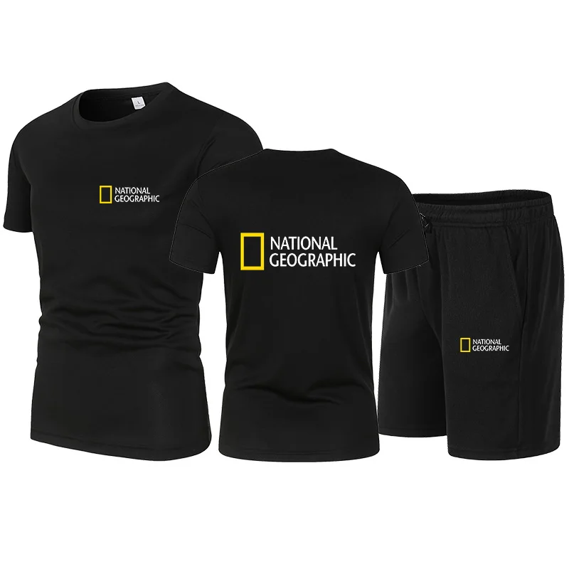 

2021Men's sets short-sleeved T-shirt shorts digital printing summer fashion casual men's digital magazine sportswear pastoral