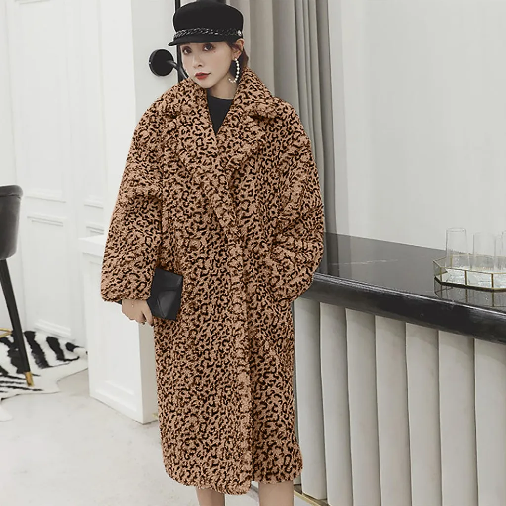 Женское пальто JAYCOSIN с леопардовым принтом модное осенне-зимнее женское из