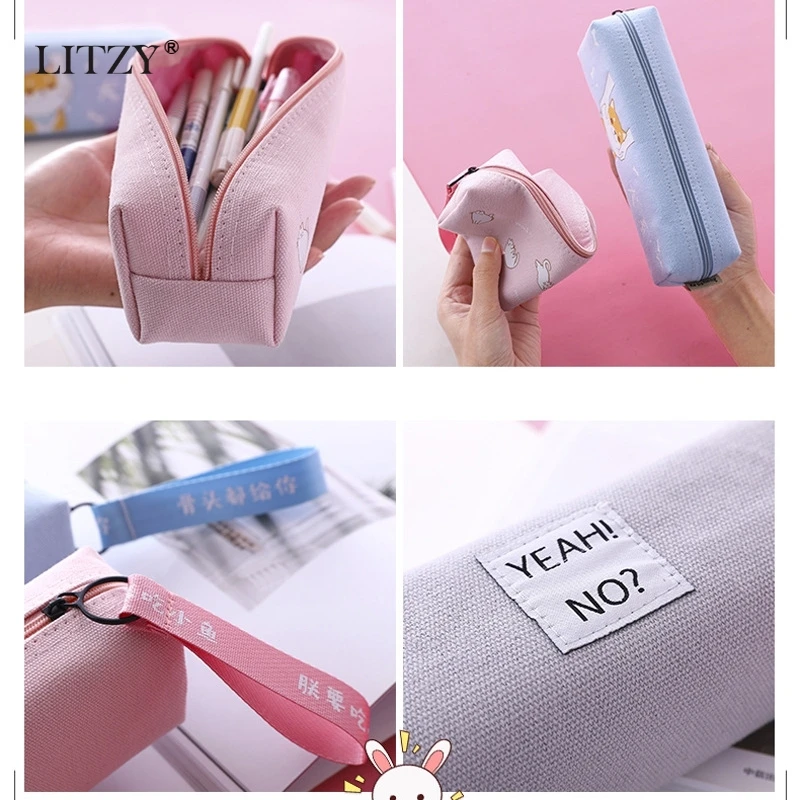 Холщовый пенал простой дизайн стильные сумки карандаши на молнии держатели для