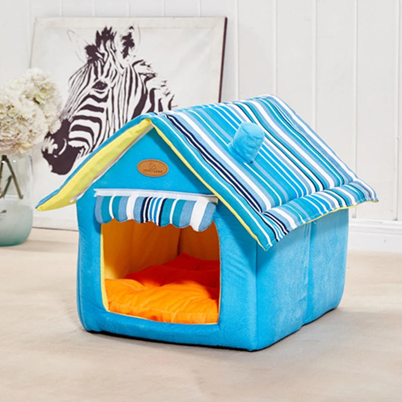 Коричневая кровать для домашних животных домик собаки диван сна со съемной