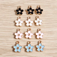 10pcs 1012mm 4 colors enamel flower charms for jewelry making diy fashion pendants necklaces drop earrings making accessories