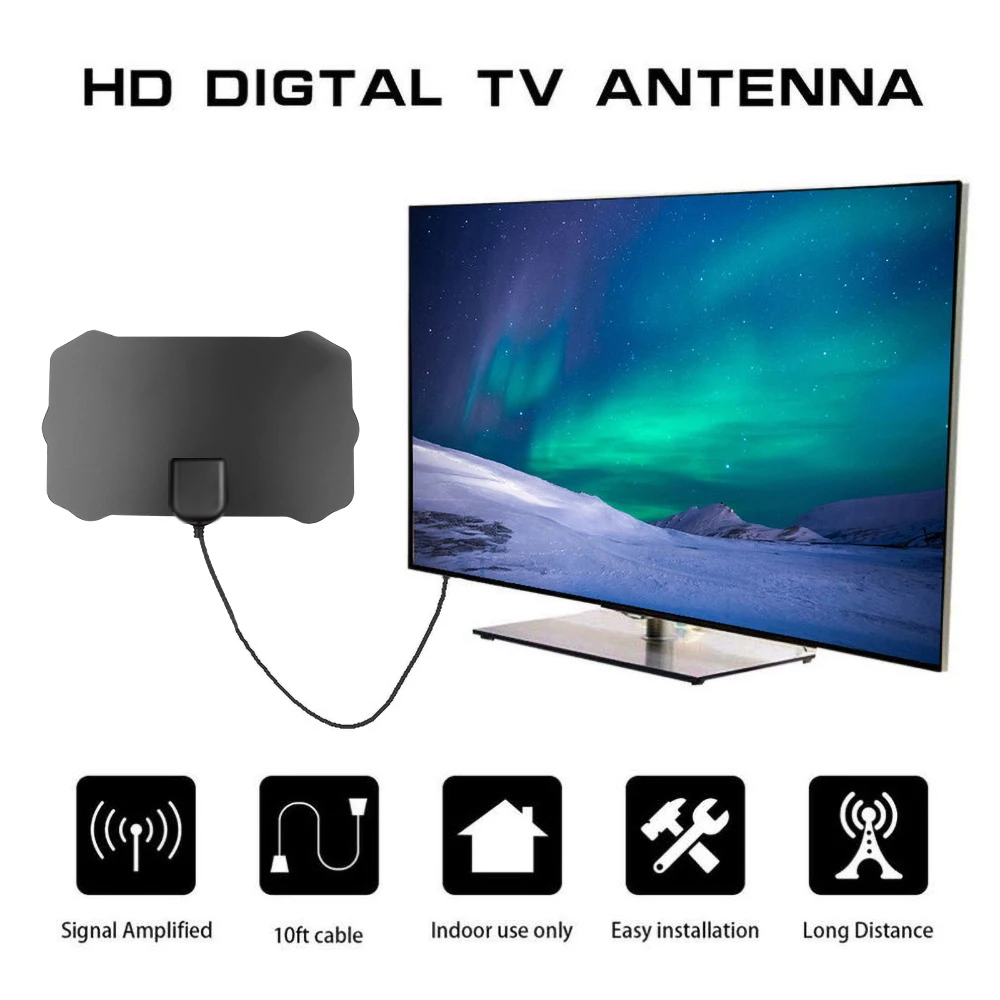 ТВ-антенна kebidumei 4K 1080p HD приемник сигнала усилительный Диапазон 200 миль цифровая |