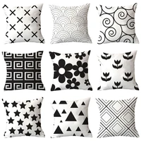 geometric black linen star five pointed star cross stripe slash pillow case cushion cover hotel car sofa pillow cushion covers