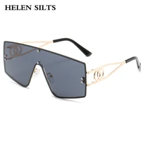 2021 new one piece sunglasses women luxury brand fashion big frame hollow men shades glasses metal rivet trend colors female eye