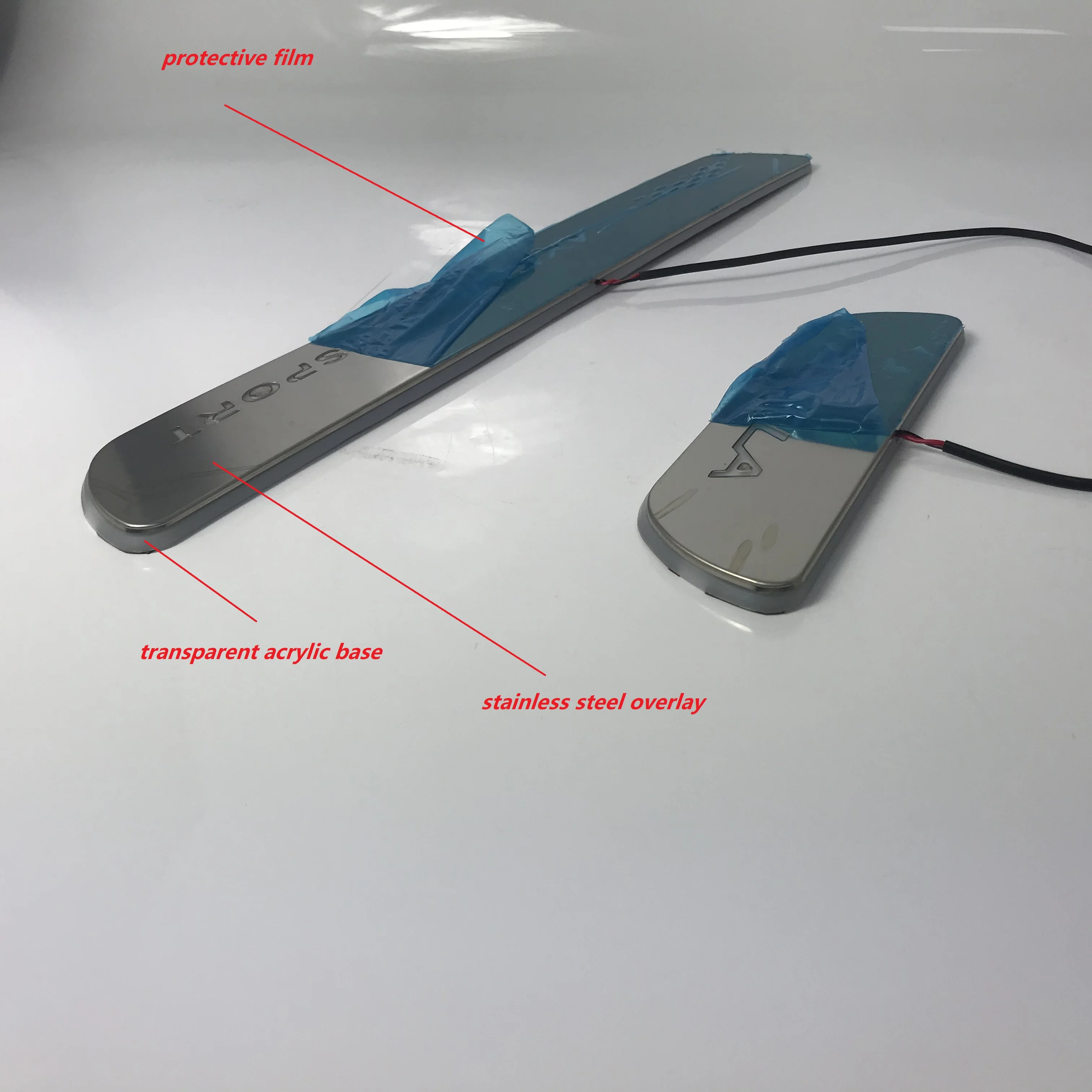 

RQXR led stainless steel overlay acrylic door scuff for mazda cx-5 moving door sill plate lining decorative light,4pcs